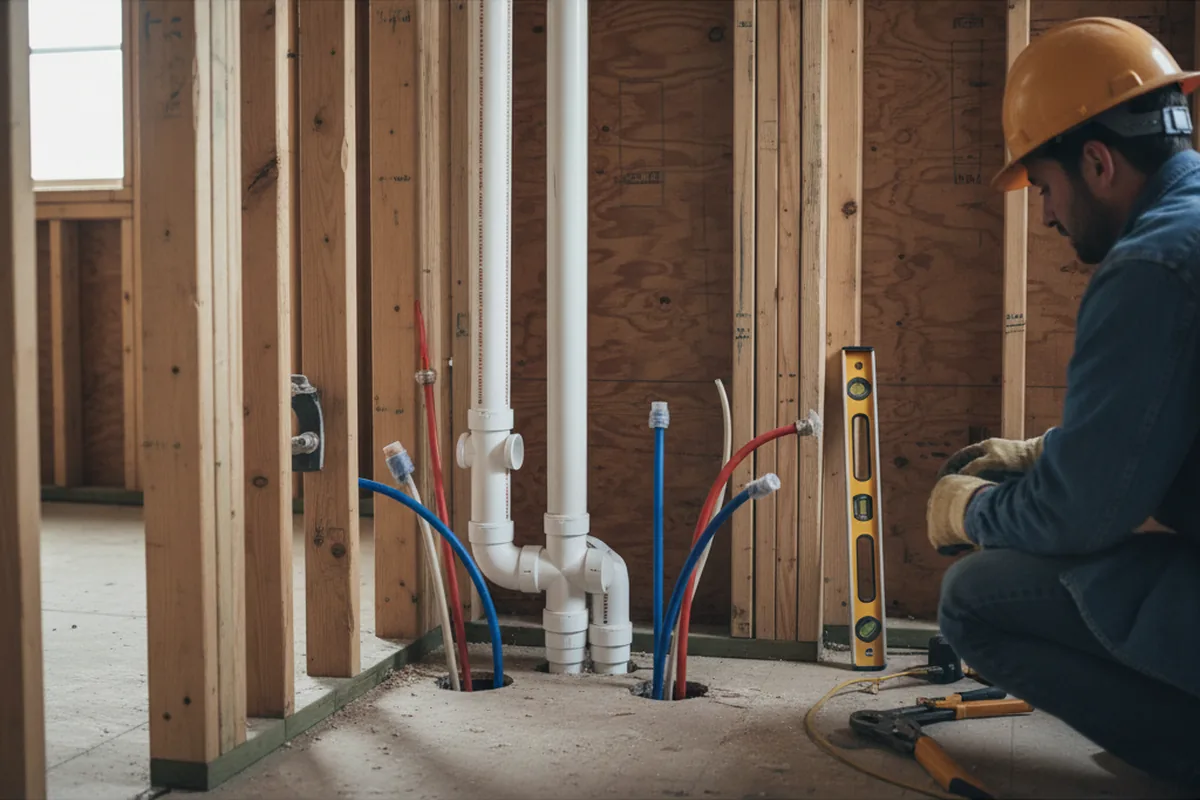 Drain and supply rough-in during Sump Pump Repair in Deale